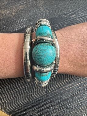 Turquoise Beaded Statement Bracelet - Women Jewelry